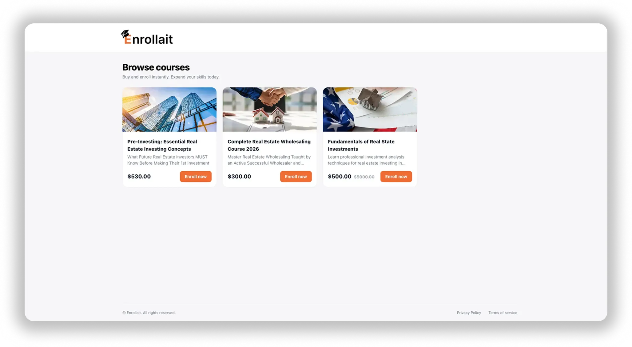 enrollait Enrollait storefront screenshot image hero