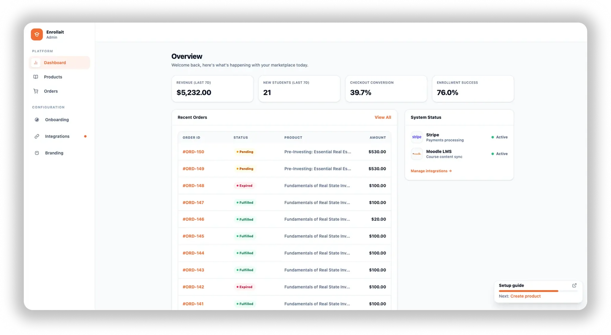 enrollait Enrollait dashboard screenshot image hero